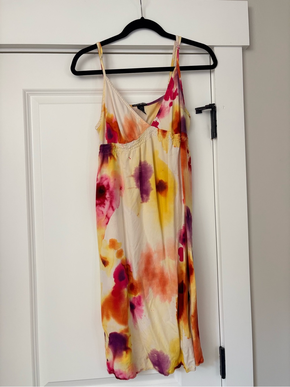 Lucky Brand Spaghetti Strap Watercolor Print Slip Dress - Multi